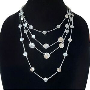 Karine Sultan Silver Station Coin Multi Strand Necklace